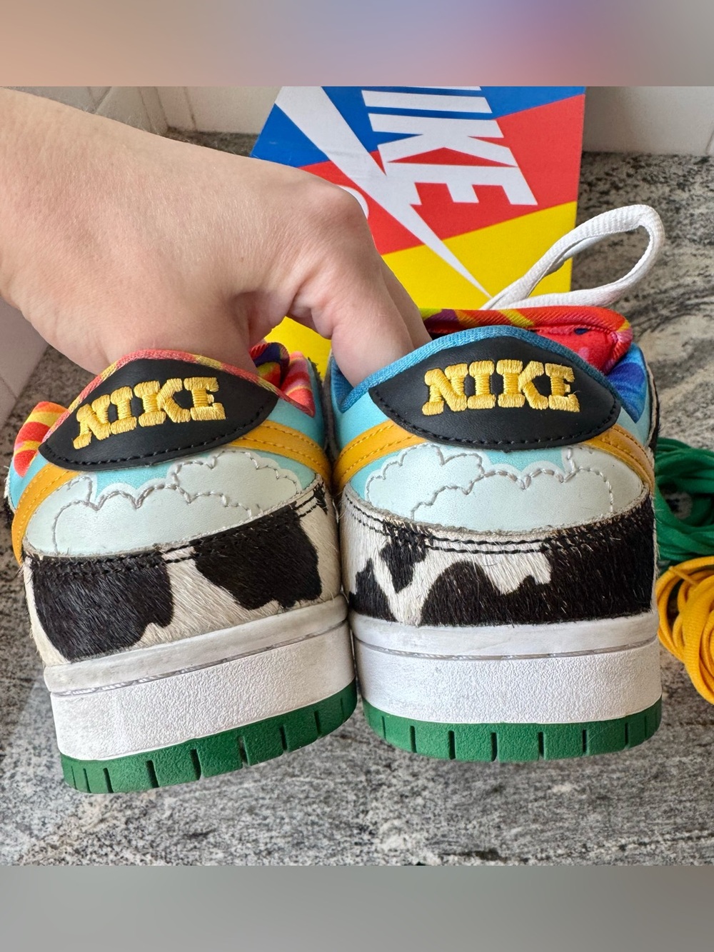 Nike Dunk Low SE - Blue, Yellow, Green & Black Cow Print - Picture 2 of 9